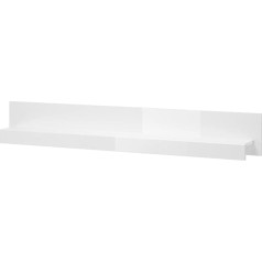 Furn.design Nobile Sienas plaukts baltā spīduma krāsā Dzīvojamā istaba Ēdamistaba Plaukts Grāmatu plaukts 150 x 22 cm (Plaukts 1)