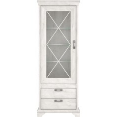 Forte Kashmir vitrīna ar 1 stikla durvīm, 2 atvilktnēm un apgaismojumu, koka kompozīts, priedes balta, platums x augstums x dziļums: 78 x 210,3 x 48,2 cm