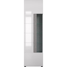 Trendteam Smart Living - Augstvērtīga vitrīna - Viesistaba - Tokija - Montāžas izmēri (platums x augstums x dziļums) 57 x 200 x 37 cm - Krāsa balta pulēta ar betona akmeni - 185713135