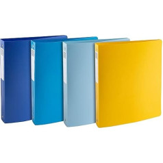 Exacompta BeeBlue 51140E 4 gredzenveida saspraudžu komplekts Plastmasas pārstrādāts materiāls 4 O-Ring mehānisms DIN A4 aizpildījuma augstums 30 mm muguriņas diametrs 40 mm dažādu krāsu gredzenveida saspraudējs Ideāli piemērots birojam un sk