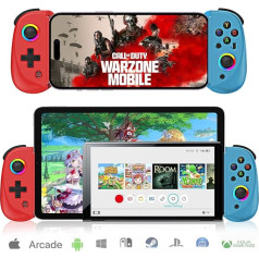 arVin Mobilais spēļu kontrolieris iPad/planšetdatoram [5-10 collu robežās], spēļu kontrolieris iPhone/Android tālrunim ar RGB Hall efekta džoistiku/Turbo/6 asu žiroskopu/vibrāciju/atbalsta straumēšanu PS4/PC ierīcēm