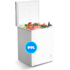 Geratek - Regina saldētava - GT1100W - Maza saldētava ar 99 litru ietilpību - Saldētava ar iebūvētu saldētavas grozu - Brīvi stāvoša saldētava - Saldētava ar regulējamu termostatu