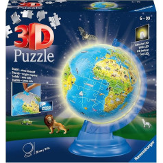 Ravensburger 11288 Luminous World Globe Ages 6+ 3D puzle 188 gabaliņi nav nepieciešama līme Izglītojoša dāvana bērniem 20 x 20 x 26,7 cm