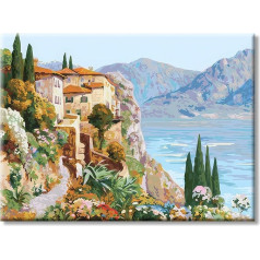 77iiAiiii Ainava gleznošana pēc skaitļiem pieaugušajiem, iesācēju gleznošana, nemīkšķotais audekls, DIY ar rokām apgleznota eļļas glezna ar otu un akrila krāsu, mākslas amatniecības komplekts, 40 x 50 cm (bez rāmja)