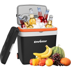 Enventor Cool Box 33 litri, elektriskā dzesēšanas kaste ar riteņiem un pagarinātu rokturi, saldētava siltuma saglabāšanai un dzesēšanai, 12 V 230 V, Eco režīms, ledusskapis automašīnai, kempingam un laivai