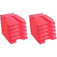 Exacompta Ecotray 12354D A4 Premium vēstuļu paplātes, ideālas vēstuļu paplātes jūsu organizācijai, izturīgas un saliekamas kaudzē, caurspīdīgas, aveņu krāsā