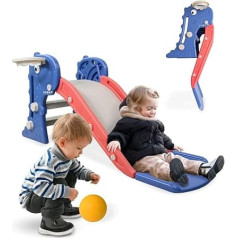 Mobiclinic® Kids Kids Bērnu slidkalniņš Dino, salokāms, ietver grozu un bumbu, noapaļotas malas, neslīdošs, Eiropas zīmols, maks. 35 kg, izturīgs, drošs, viegli samontējams, lietošanai iekštelpās un ārpus telpām.
