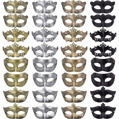 FEQO Pack of 32 Maskarāde Venēcijas maska Vintage antīkas maskas Retro masku maskas maskas vīriešiem Sievietes karnevāls Halovīni kostīms pusei