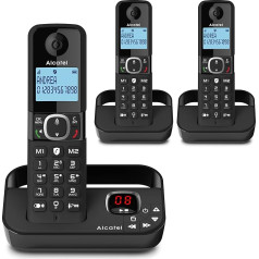 Alcatel F860 Voice Trio - bezvadu DECT telefona aparāts ar automātisko atbildētāju, 2 klausules, zvanu aizsardzība, brīvroku zvanīšana, 2 tiešās izvēles pogas, VIP funkcija