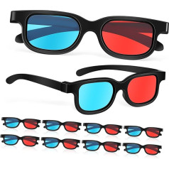 3D filmu spēļu brilles, 10 sarkani zilas 3D brilles 3D brilles 3D brilles kino spēlēm Plastmasas rāmis, melns sveķu objektīvs Saderīgs ar parastiem datoru monitoriem, televizoriem, projektoriem