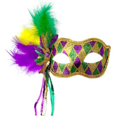 YJHWLF Maskarādes maska ar spalvu, sieviešu Venēcijas maska, Helovīna ballīte, Mardi Gras maska, karnevāla acu maska fantas tērpam, mežģīņu maska, kostīmu ballīte, interesanti lomu spēļu aksesuāri