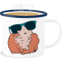 Shirtracer Emaljas skārda krūze - Statement - Gvinejas cūciņas dāvanas - 300 ml - White Blue - Statements Animal Guinea Pig Animals