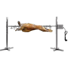 WSIKGHU 40 kg nerūsējošā tērauda restes komplekts, 136 cm, regulējams augstums, grilēšanas gaļas skava ar motoru, 220 V elektriskais rotācijas grils ceptai vistai, cūkgaļai, cūkgaļai, zivju cepetim
