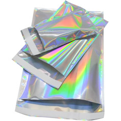 WENYOG Versandtaschen 100 Stück Laser-selbstdichtende Kunststoffumschläge Mailing-Aufbewahrungsbeutel Holografische Geschenkschmuck-Polyklebstoff-Kurier-Verpackungsbeutel