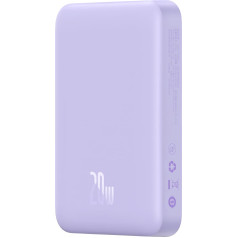 Magnētiskā induktīvā 10000mAh 20W powerbanka + USB-C kabelis - violets
