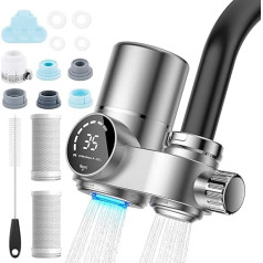Wothfav ūdens filtra krāns ar 2 filtriem, LED indikatoru, aktivēto ogli hlora un smago metālu likvidēšanai un UV sterilizācijai, piemērots virtuvei, mājdzīvniekiem, ceļojumiem un kemperiem