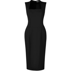 Hobemty Women's Sleeveless Sheath Dress Square Neck Elegant Work Pencil Dress