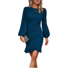 Arevill Women's Work Business Dress Long Sleeve Ruffle Puff Sleeves Party Dresses Bodycon Knee-Length Evening Dresses Pencil Dress