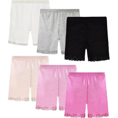 GENTABY Mädchen Šorti Unterhose Schwarz Radlerhose Weiß Rosa Sport Tanz Fahrrad Strand Šorti Baby 6 Farbe Kinder Weiche Sicherheitskleid Höschen 6er Pack für 1-10 Jahre Mädchen