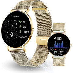 Siona 2 Sieviešu viedpulkstenis Classic Gold 6,9 mm Flat AMOLED displejs Saderīgs ar iOS Android Fitnesa trenažieris Asins skābekļa sirdsdarbības ātrums asinsspiediens Ūdensizturīgs