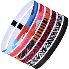 Pack of 6 Vīriešu elastīgās matu lentes Boys Hair Band Sporta galvas lenta Boys Non-Slip Hair Band Vīrieši Sievietes Thin for Yoga Football Jogging