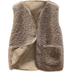 NZYIHAO Teddy Fleece Vest Sieviešu bez piedurknēm Ziemas jaka Casual Fleece Vest Ziemas Teddy jaka Plain plīša veste Pogas Fleece jaka Īsa/garša ziemas jaka Silta jaka Ērta veste kabatām