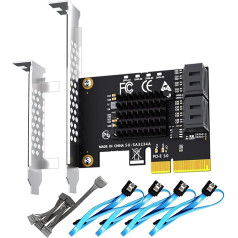 GLOTRENDS SA3234-C 4 portu PCIe X4 SATA paplašināšanas karte ar SATA un barošanas kabeļiem, saderīga ar Windows, Linux, Mac OS, NAS