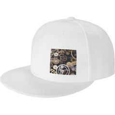 YFSGDLBN Steampunk-Baseballkappe mit mechanischen Zahnrädern, bedruckt, verstellbar, neitrale Sportmütze, weiß, 4-7