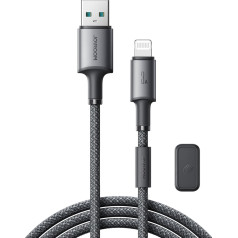 Kabeļa USB-A - iPhone Lightning kabelis ar magnētisko turētāju organizatoru 1,2 m - pelēks
