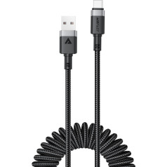 Acefast Spirālveida kabelis USB-A - USB-C 480Mb/s 3A 1,2 m - melns