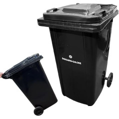 Black Wheelie Bin 240L āra mājsaimniecību Commercial Industrial Standarta izmēra atkritumu tvertne uz riteņiem atkritumiem un gumijas riteņiem Gumijas riteņi Atkritumu un otrreizējās pārstrādes atkritumu tvertne Liela 240 litru tvertne ar vāku