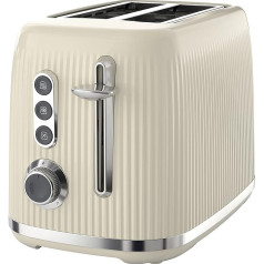 Breville Bold 2 šķēļu tosteris Vanilla Cream ar augstām un platām ligzdām | Krēmkrāsas un hroma sudraba krāsā [VTR003