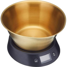 MasterClass 5kg digitālais virtuves svari ar trauku dāvanu kastītē, misiņš/melns