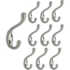 QCAA Heavy Duty Die Cast Cinka Satin Nickel mēteļu āķīši - Ražots Taivānā - 10 Pack Satin Nickel