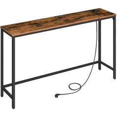 HOOBRO EBF301CXG01G1 Konsoles galdiņš ar strāvas joslu un USB pieslēgvietām Slaids konsoles galdiņš ar uzlādes staciju priekšnamiem, gaiteņiem, Vintage Brown un Black