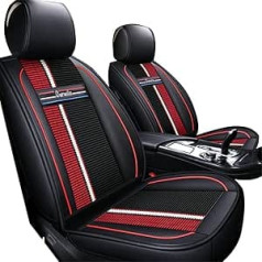 Muchkey Auto sēdekļu pārvalki priekšējiem sēdekļiem priekš Toyota Hilux Ūdensizturīgs mākslīgās ādas auto sēdekļu aizsarglīdzeklis, komplekts saderīgs ar gaisa spilvenu, melns, sarkans
