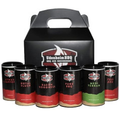 Udenheim BBQ — All-In Box 650 g — BBQ Gewürze Geschenkset/Probierset – 6er Set einzigartiger Gewürzmischungen & Trockenmarinaden von Udenheim BBQ