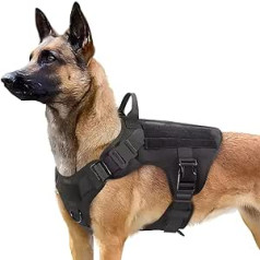 XTrador Special Force K9 taktiskā krūškurvja siksna, suņu siksna vidējiem un lieliem suņiem ar rokturi, drošības siksna bez vilkšanas, regulējama, polsterēta vilkšanas siksna (tumši zaļa, M)