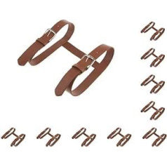 Set of 10 Brown Leather Carry Straps for Picnic Blanket, Throw, Travel Blanket, Carry Strap