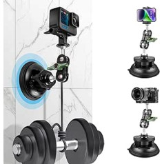 REYGEAK For GoPro Camera Suction Cup Mount with 1/4 Thread Phone Mount Windshield Vehicle Mount for GoPro Hero 12/11/10/9 Insta 360 DJI Osmo Action iPhone Android