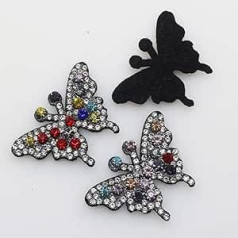 DAPERCI pogas 30gab Pogas ar plakanu aizmuguri Butterfly Rhinestone Diamante Crystal Pogas Kāzu Dekorācijas Kolokācijas DIY Piederumu pogas (Krāsa: tauriņš, izmērs: 1,18 * 1,77 collas)