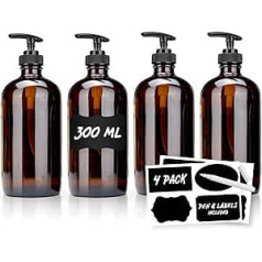 volila Plastic Soap Dispenser - Classic Pump Bottle Dispenser 300ml (Pack of 4) - Empty Bottles of Lotion, Conditioner, Shampoo Dispenser and Hand Soap Dispenser for Bathroom, Kitchen, Outdoor