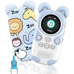 PINHUI Kids Bluetooth 5.0 MP3 atskaņotāja skaļrunis ar vienu klikšķi ierakstāms, iekarināms stīgu Pārnēsājams, jauka multfilma Panda bērniem ar 16 GB bezzudumu HiFi skaņas FM radio