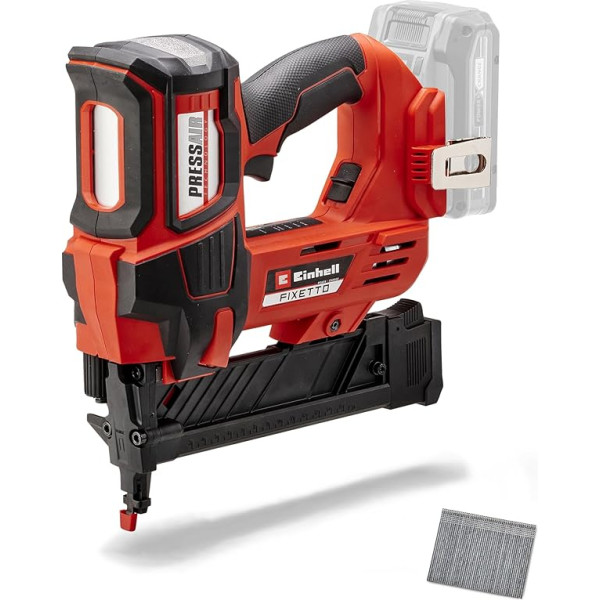 Einhell FIXETTO profesionālais akumulatora naglu nazis 18/50 N Power X-Change (18 V, 60 šāvienu/min, maks. 50 mm naglu garums, dziļuma regulēšana, viens/seriāls šāviens, komplektā 500 naglas, bez akumulatora)