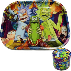 COMBO !!! Komplekts ar Rick and Morty Rolling Board, kas izgatavots no izturīgas dzelzs + 4 gabalu cinka dzirnaviņas Ļoti izturīgs (18 x 14 cm, 40 mm)