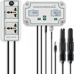 YIYYEGO pH EC digitālais mērītājs ar datu reģistrētāju, inteliģentais EC pH monitors hidroponikai, pH vērtības mērītājs DWC siltumnīcas apūdeņošanas sistēmai, barības vielu tvertnei