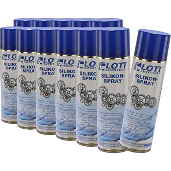 12 x Lott silikona aerosols, 500 ml, silikona aerosols, eļļošanas līdzeklis, silikona aerosols