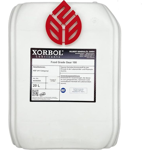 Xorbol Food Grade Gear 100 20L kanisteris - NSF H1 - pārnesumu eļļa - ISO VG 100