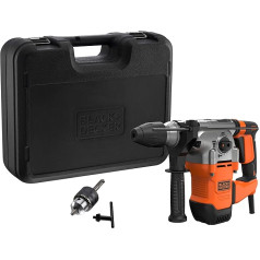 Black+Decker SDS-plus urbjmašīna un kalts BEHS03K (1250 W, 3,7 džouli, komplektā ietilpst 2 SDS-plus urbji, plakanais kalts, adapteris ar atslēgu, koferis)