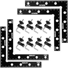 90 grādu leņķa skava pozicionēšanas leņķa skava 140 mm/5,5 collas, 8 montāžas klipu pāri, mērīšanas leņķa taisnā leņķa skava galdnieka instrumentam, L-veida stūra skava kastēm, attēlu rāmjiem, plauktiem
